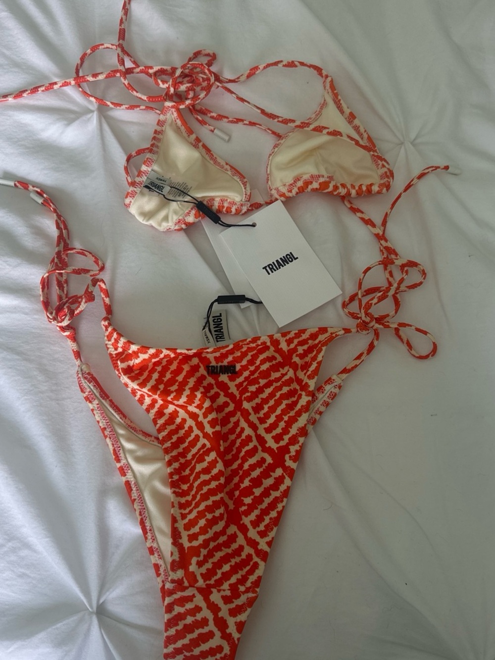 NWT triangl swimwear Orange & White Tie Bikini XS vinca perre - trade for small? - Picture 6 of 6